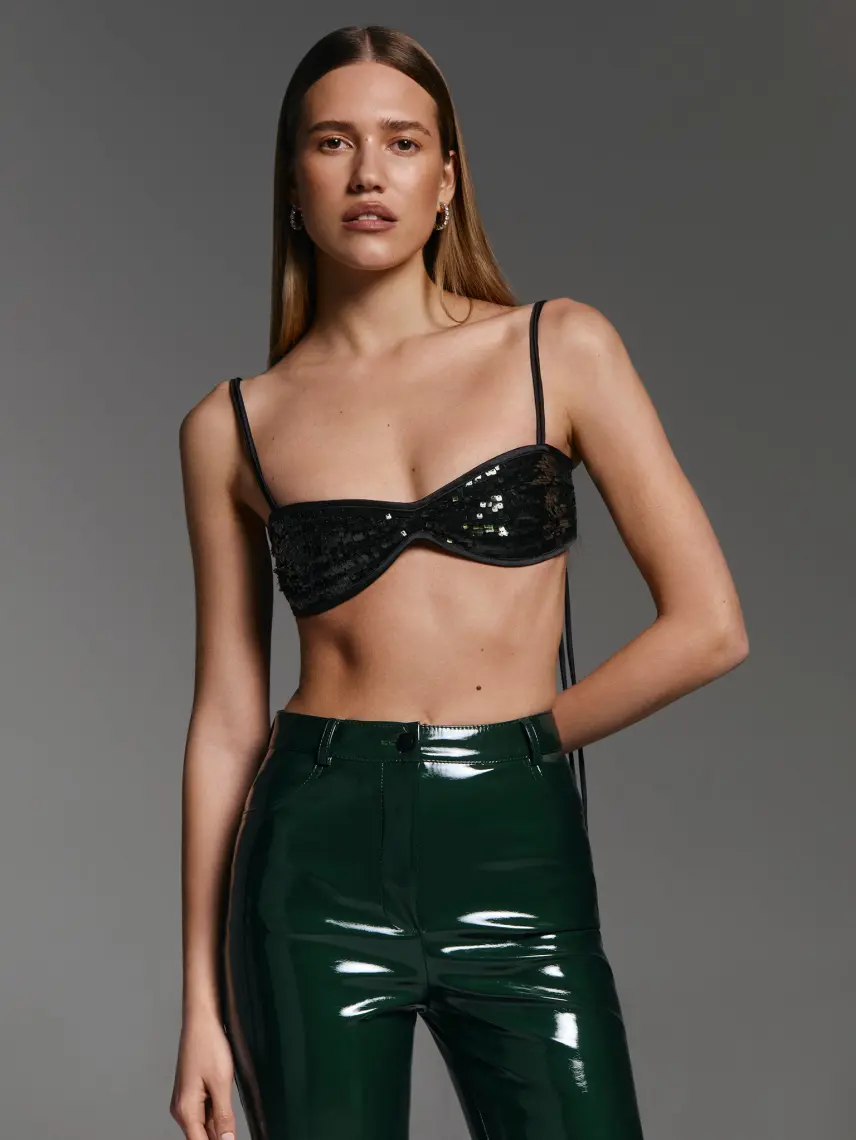 CULTNAKED Top copricostume con paillettes effetto vipera