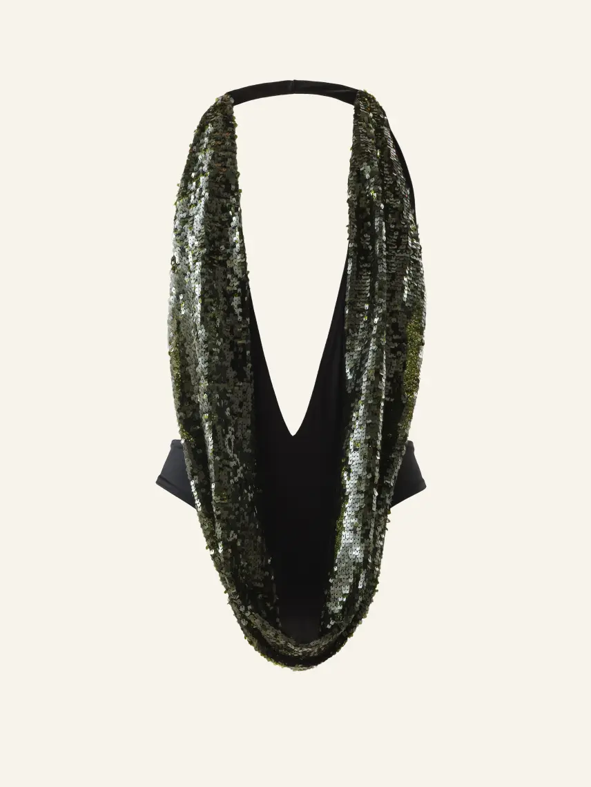 CULTNAKED Top all'avanguardia in verde vipera