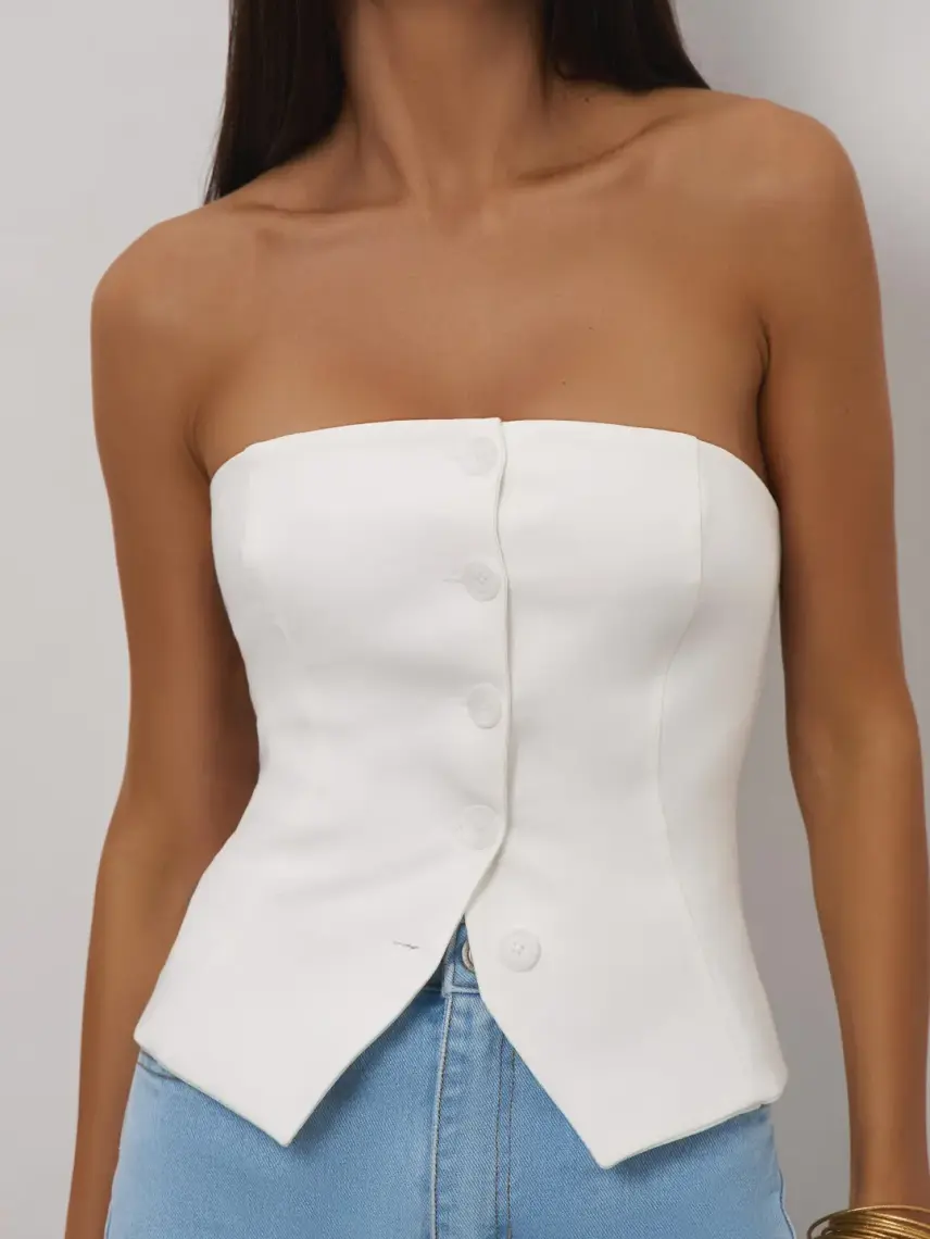 Samadhi Bustier corsetto bianco con bottoni