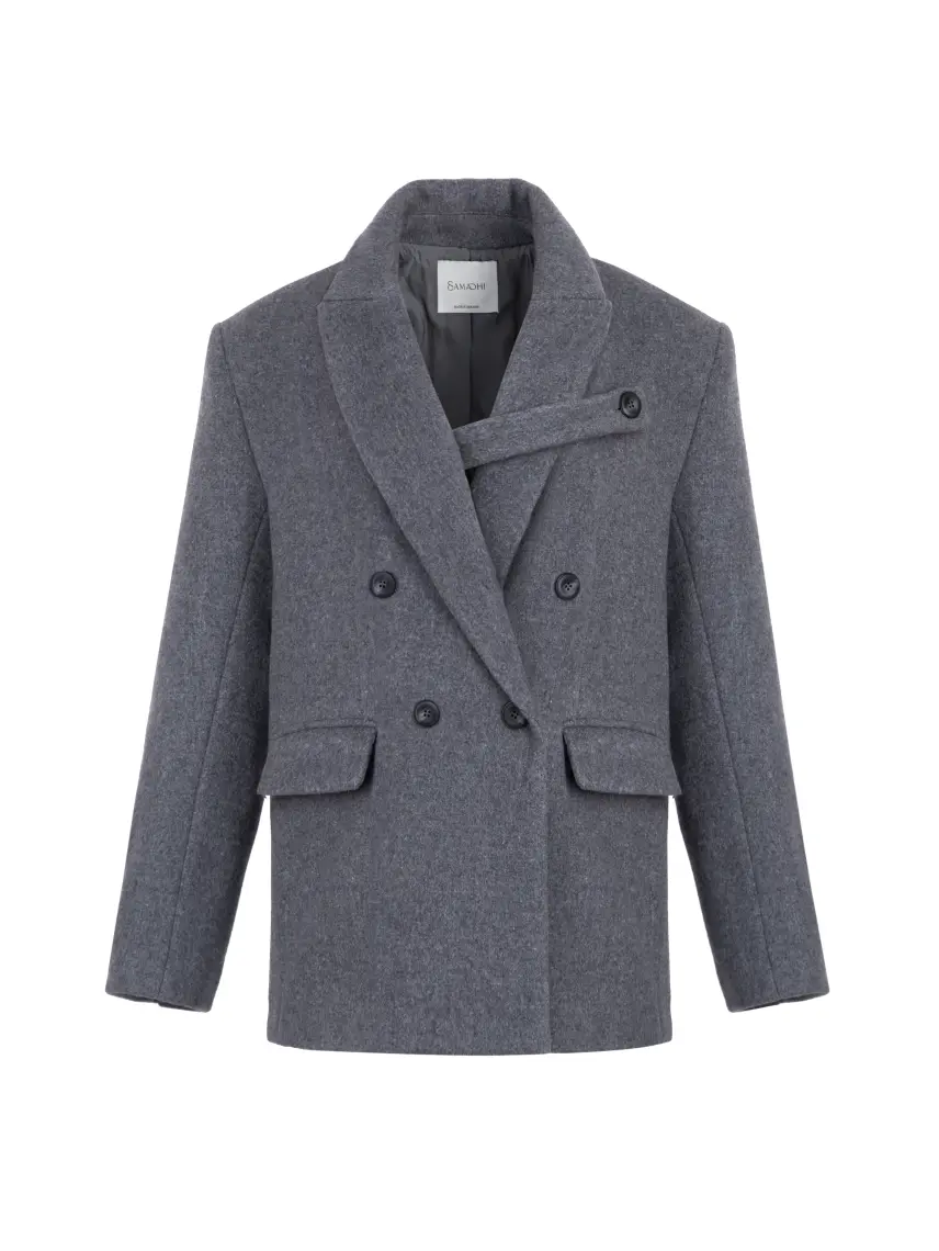 Samadhi Cappotto-giacca oversize in lana grigia