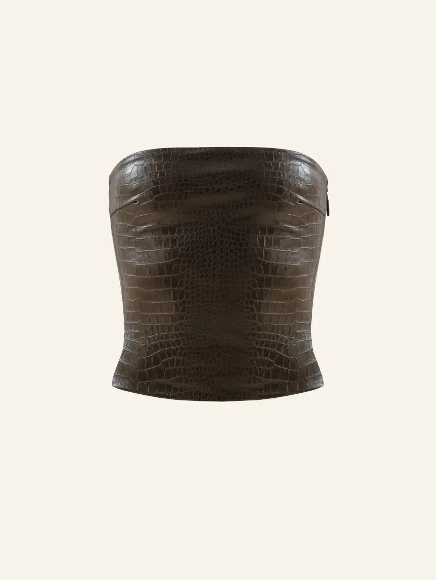 CULTNAKED Fascia Killa in pelle di coccodrillo marrone
