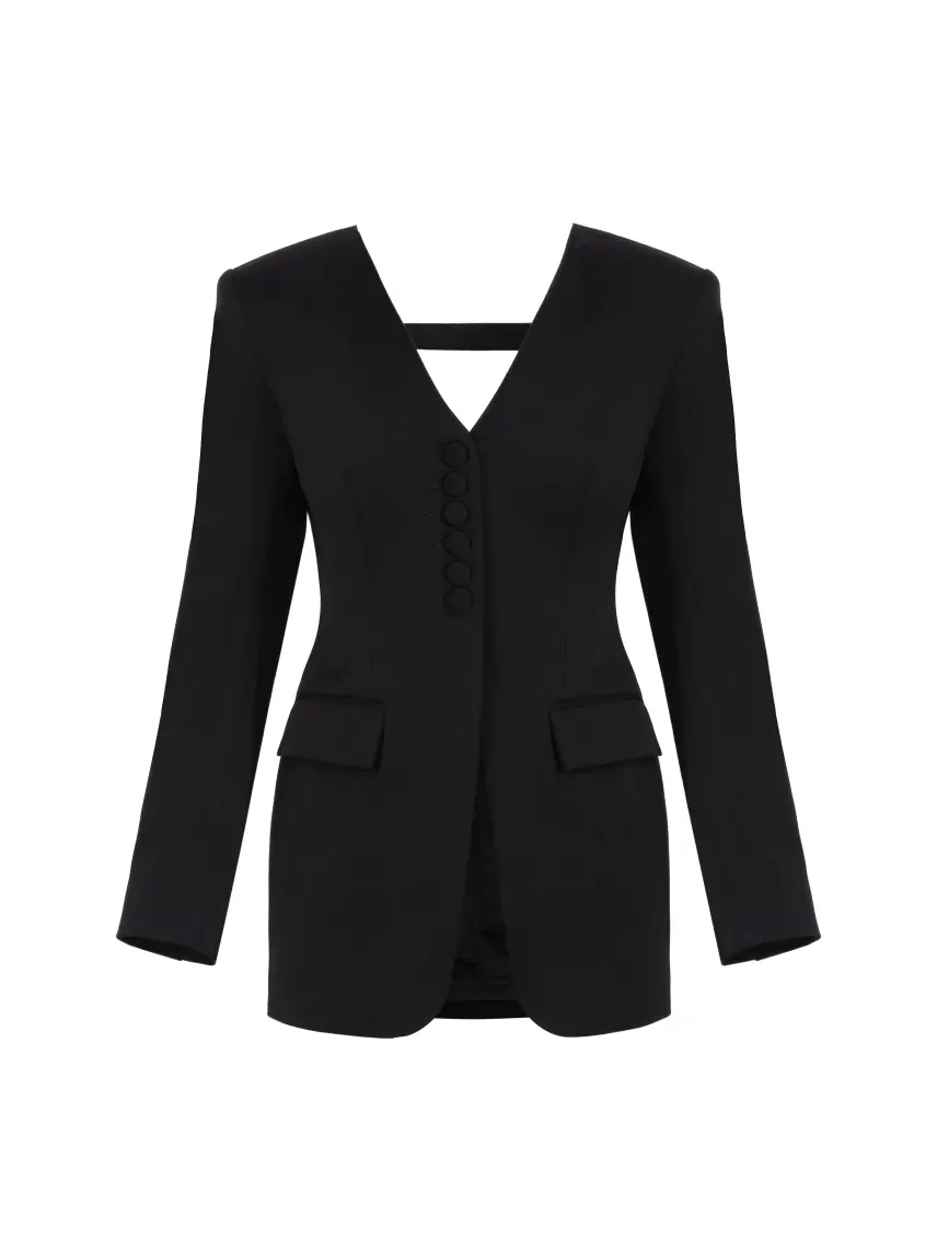 Samadhi Giacca nera con scollo a V profondo e schiena scoperta