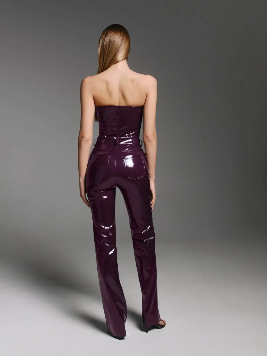 CULTNAKED Pantaloni Killa in vernice color prugna