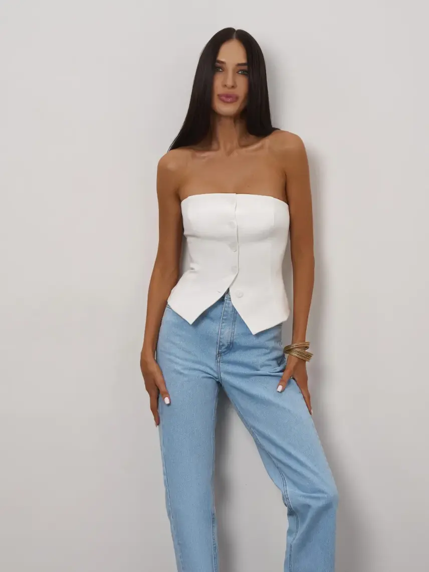 Samadhi Bustier corsetto bianco con bottoni