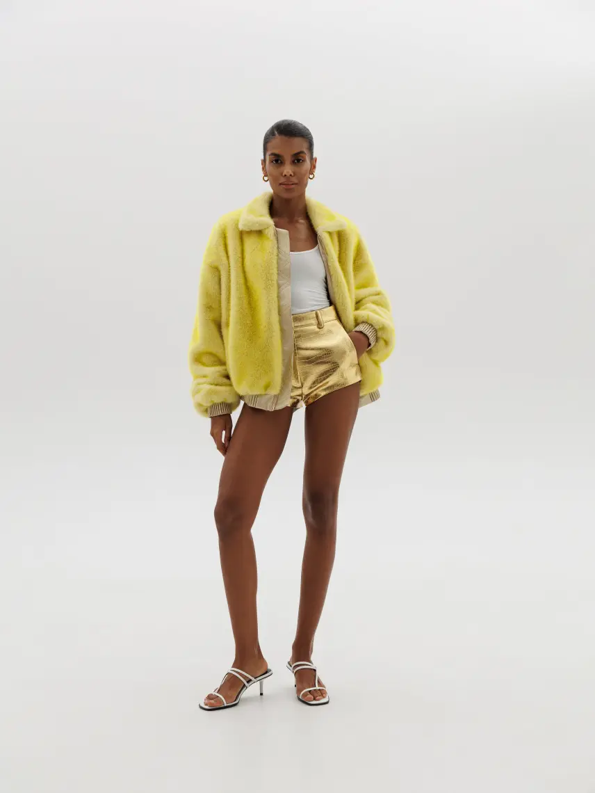 CULTNAKED Pantaloncini Vixen in pelle di coccodrillo dorata