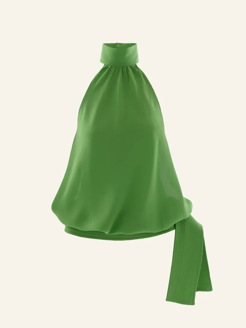 CULTNAKED Top a bolle in seta verde