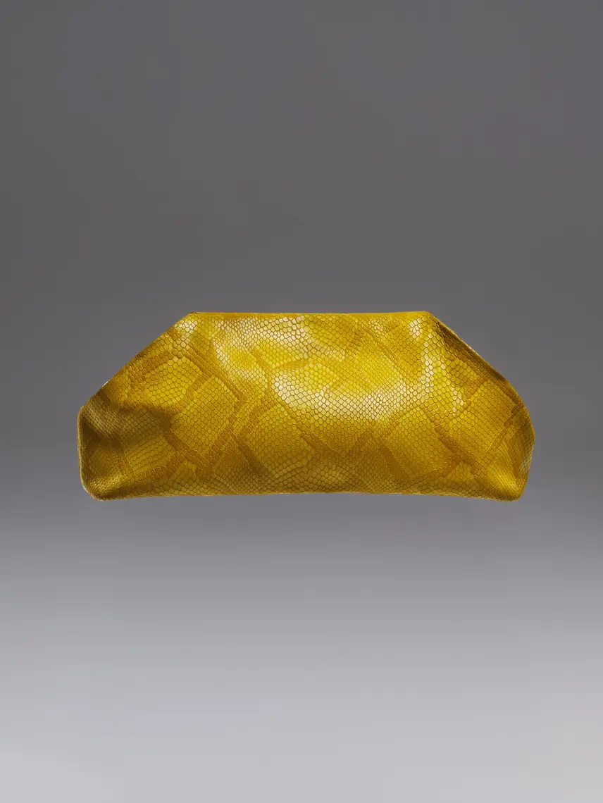 CULTNAKED Pochette Babylon in pelle di pitone giallo