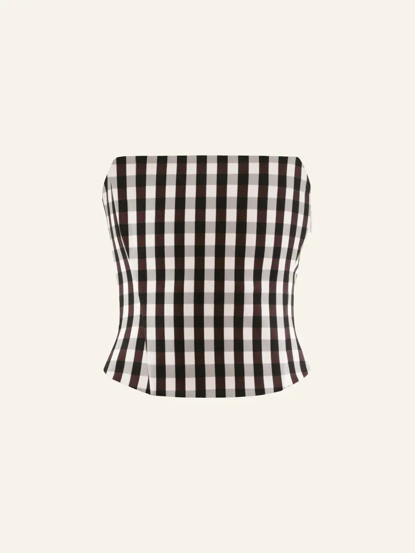 CULTNAKED Etta bandeau in Gingham Brown