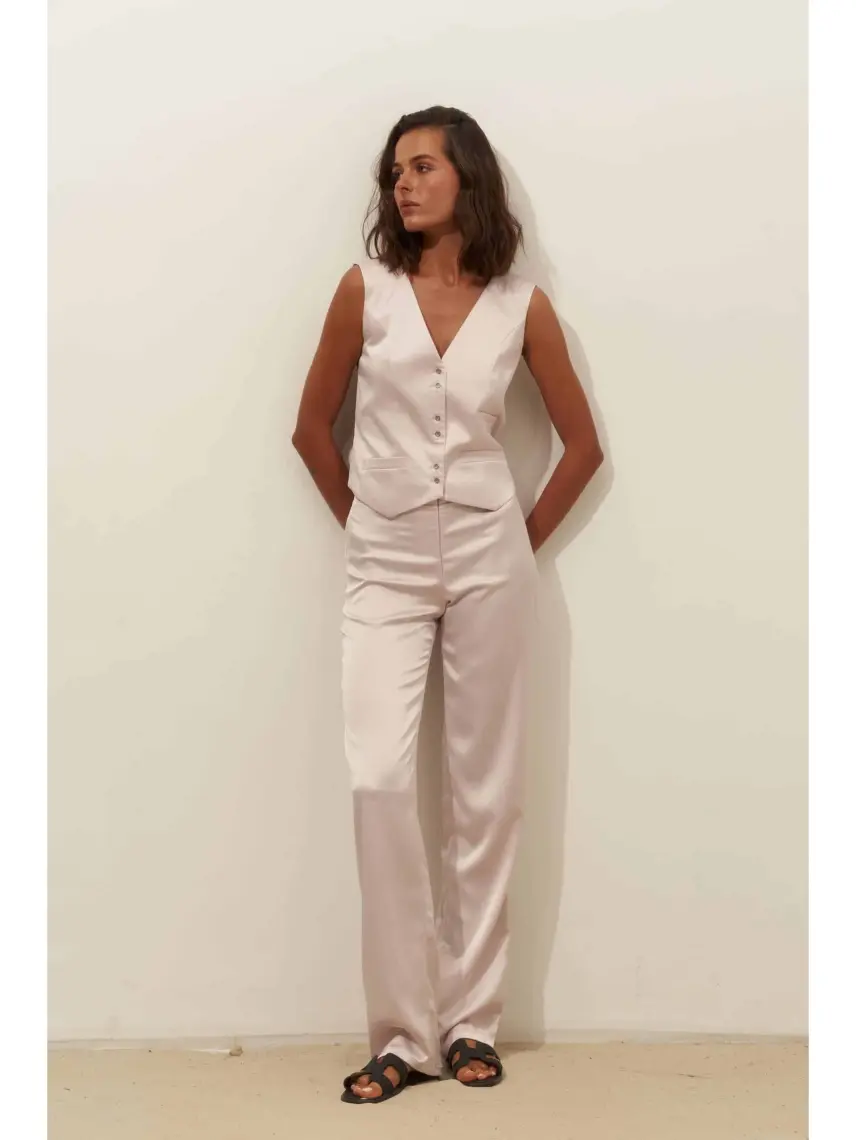 Samadhi Pantaloni di raso rosa pallido di Chloe