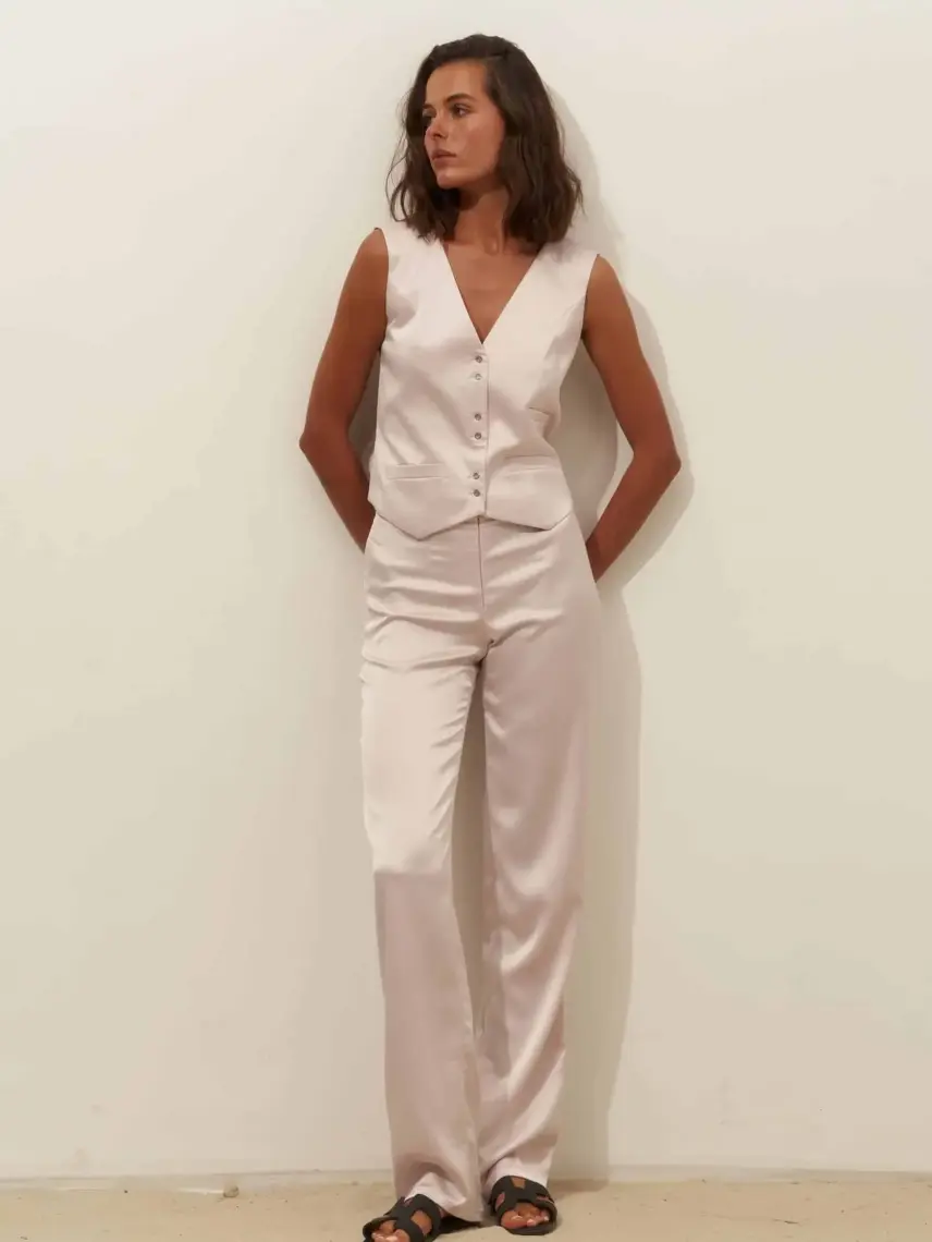 Samadhi Блідо-рожеві атласні штани Chloe