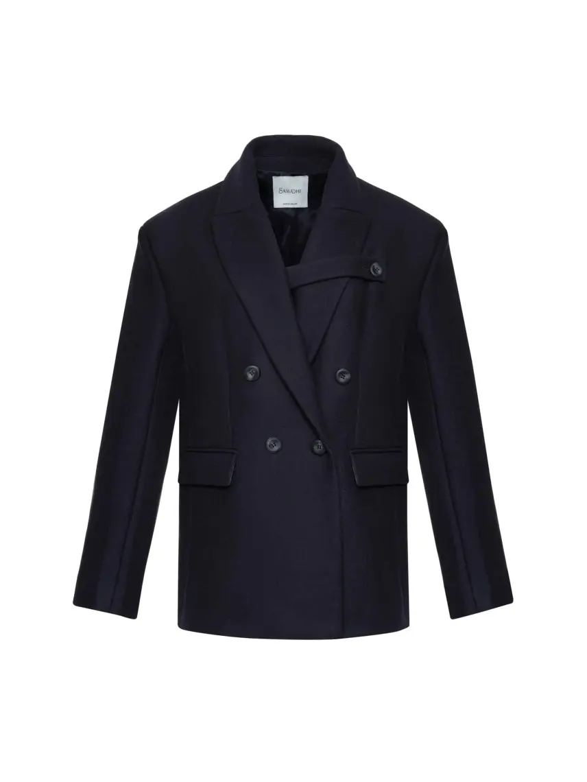 Samadhi Cappotto-giacca oversize in lana con finiture in cashmere.