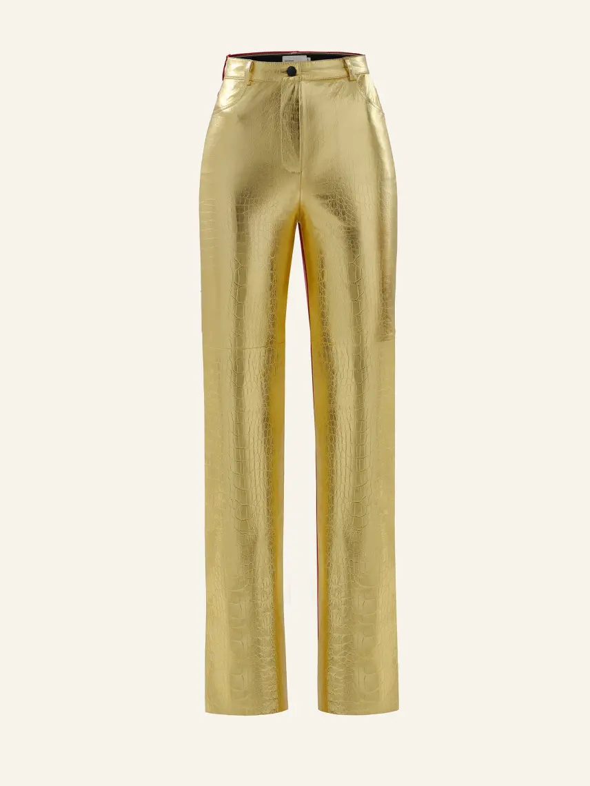 CULTNAKED Pantaloni Killa in coccodrillo dorato
