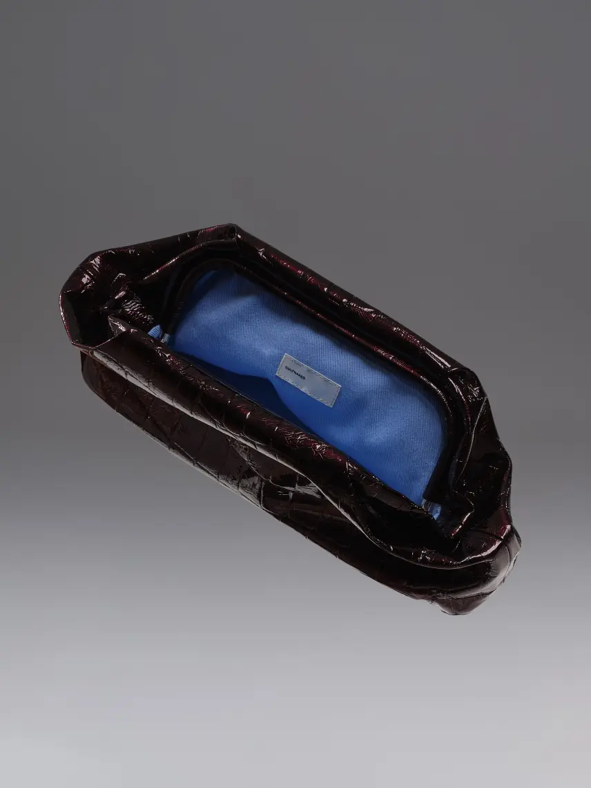 CULTNAKED Pochette Babylon in pelle effetto coccodrillo color prugna