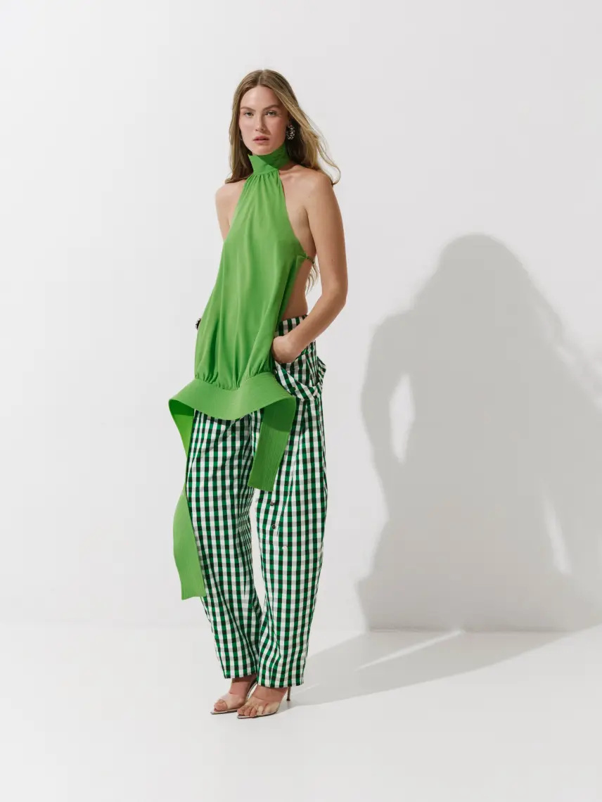 CULTNAKED Top a bolle in seta verde