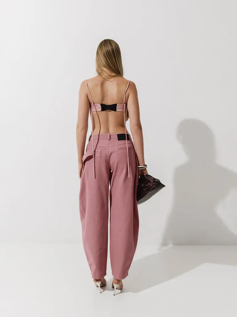CULTNAKED Top coprispalle in pitone rosa
