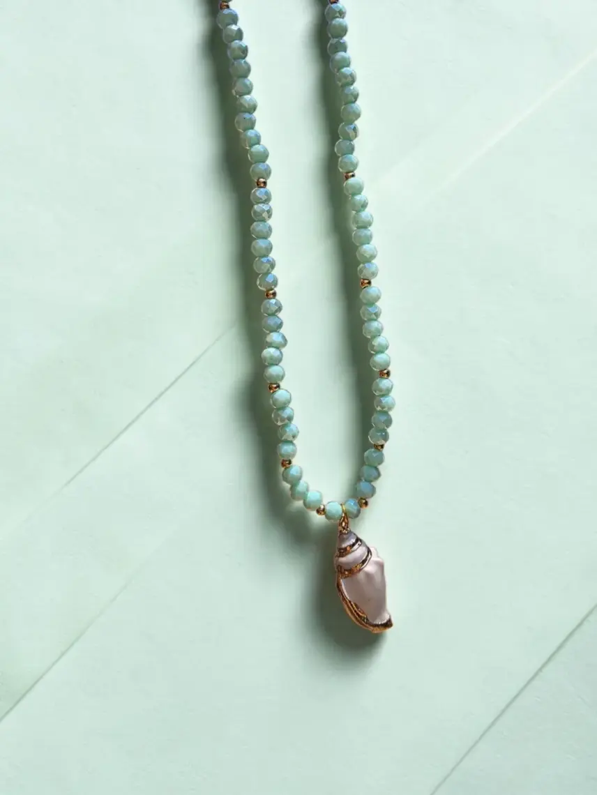 OhSun Belize Shell Necklace – Turquoise & Gold