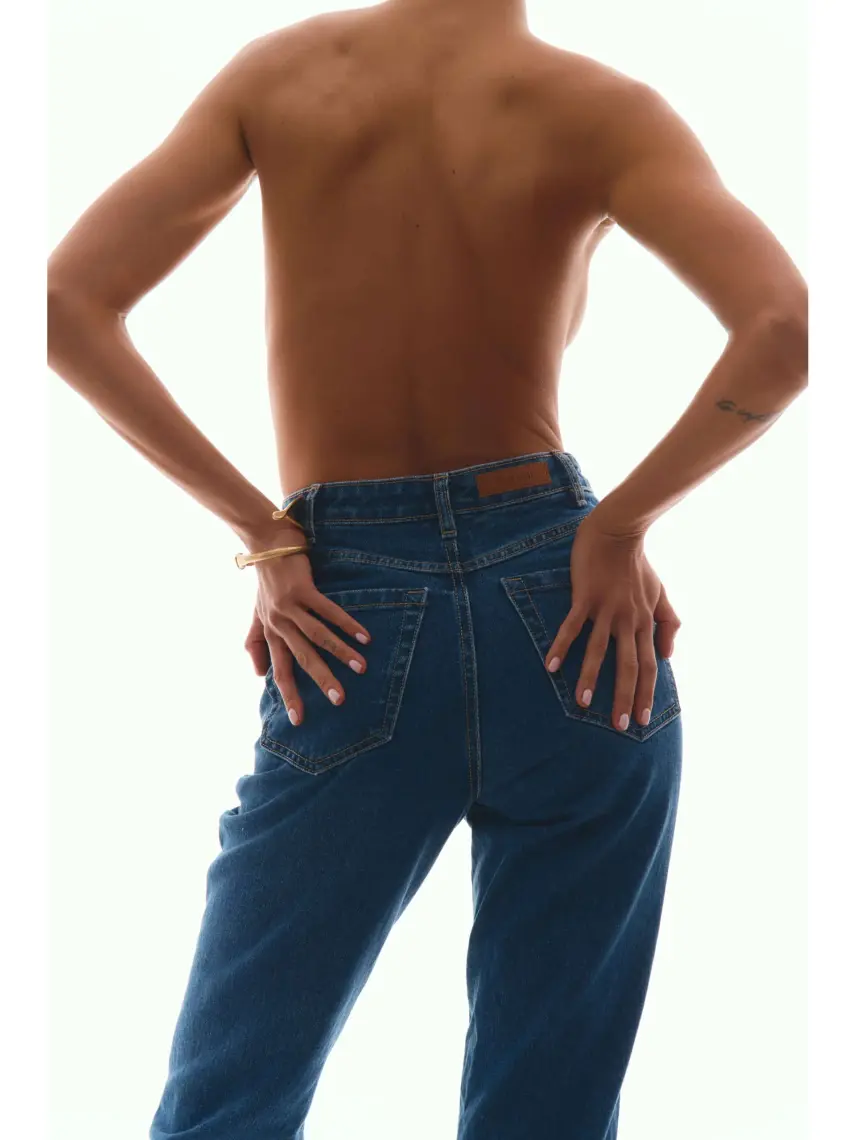 Samadhi Jeans blu a gamba dritta e vita alta