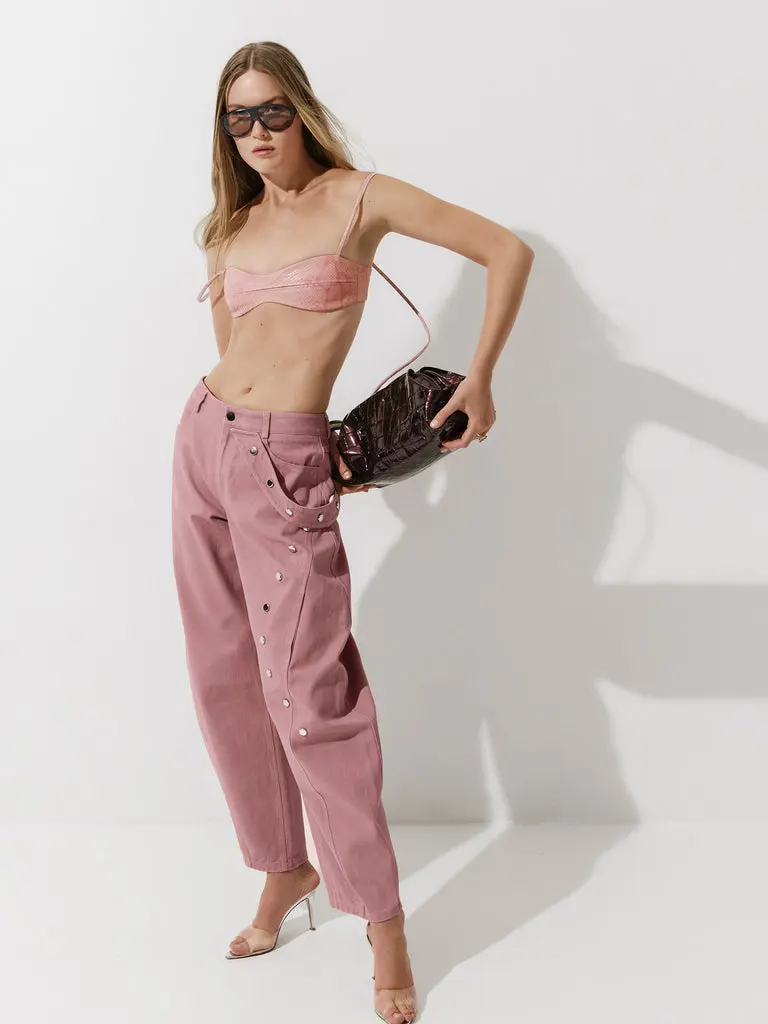 CULTNAKED Top coprispalle in pitone rosa