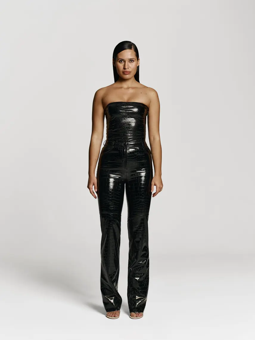 CULTNAKED Pantaloni Killa din crocodil Onyx